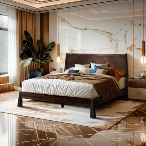 سرير  بتصميم خشبي