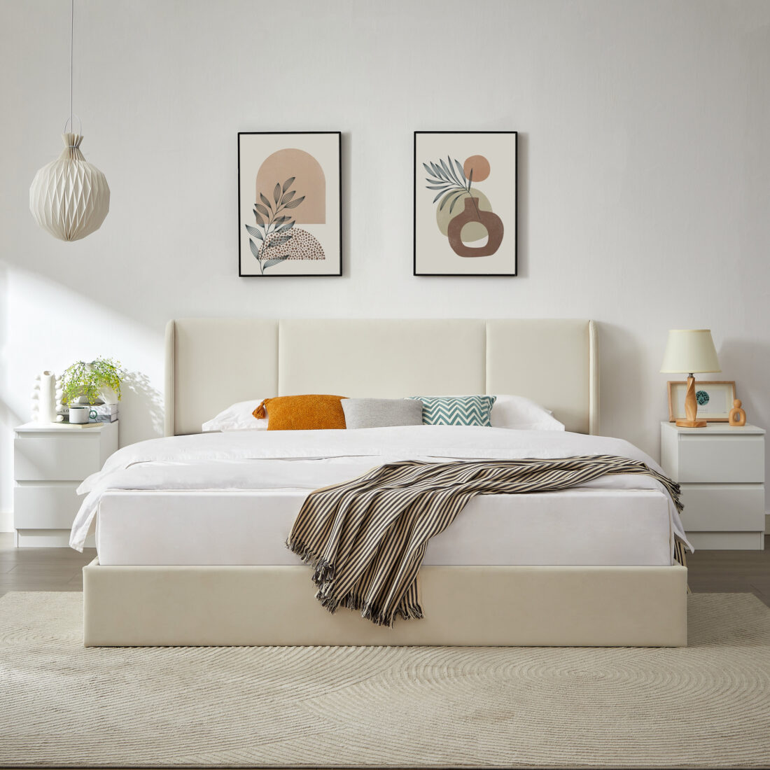 سرير هيدروليك بتنجيد فاخر